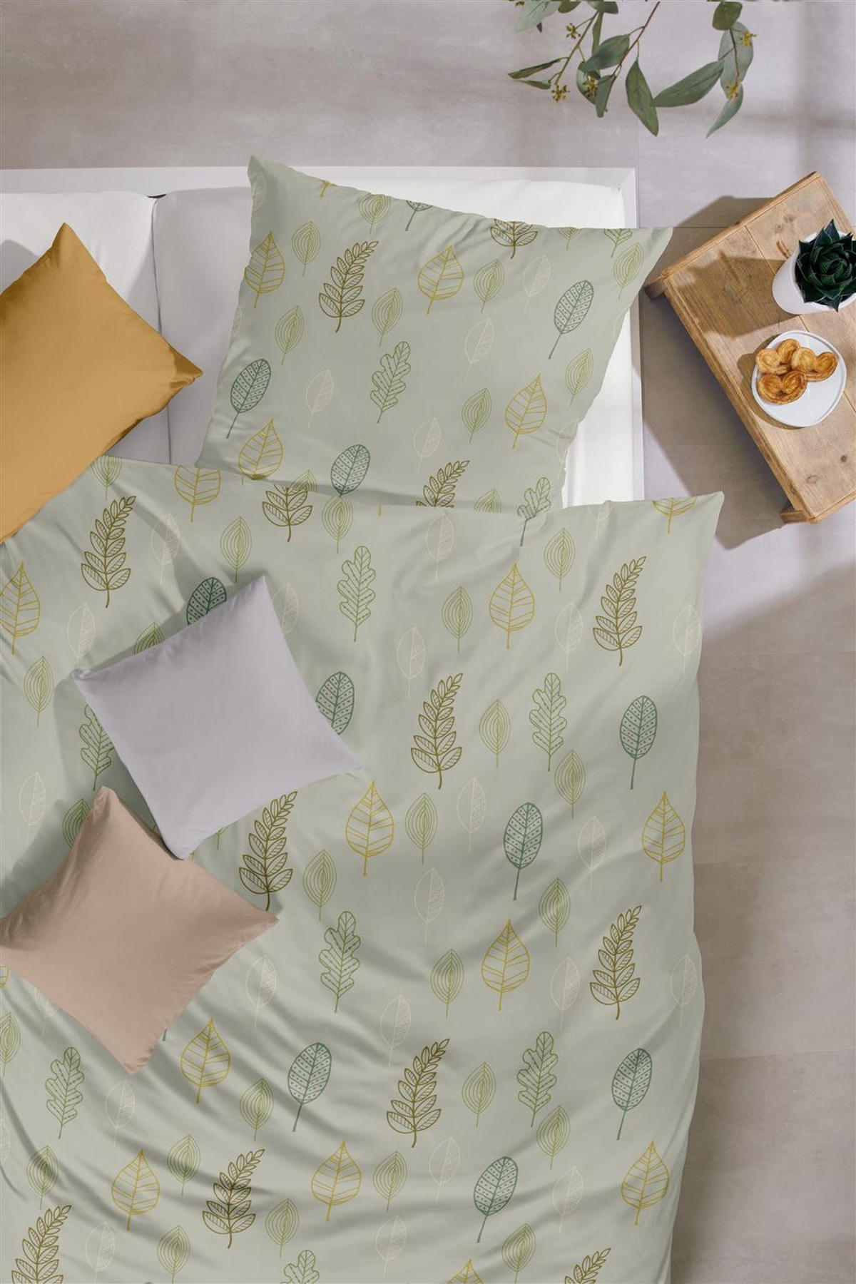 BIBER-BETTWÄSCHE 135x200 aus 100% Baumwolle - Winter Bettbezug Warm kuschelig - Floral Grün - Grün, Textil (135/200cm) - Carpe Sonno