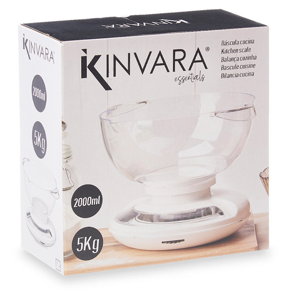 KÜCHENWAAGE mit 2 l Schüssel - Weiß, Kunststoff (26/17.5/22.5cm) - Kinvara
