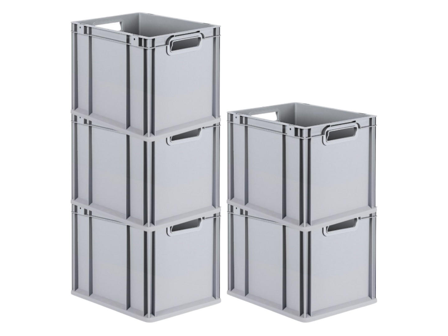 EUROBOX 5x Nextgen Economy Griffe Offen 32x30x40cm 30 Liter - Grau, Kunststoff (30/32/40cm) - PROREGAL