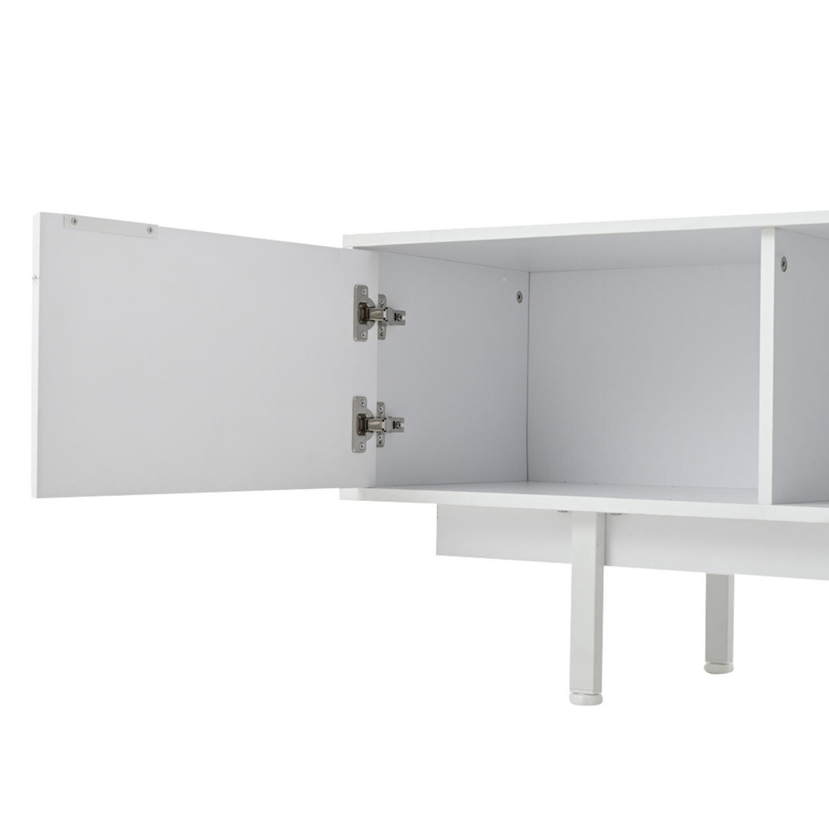 LOWBOARD DE-40347 mit Glas-Tür und viel Stauraum Weiß - Weiß, Holzwerkstoff (200/50.5/40cm) - ComfortXL