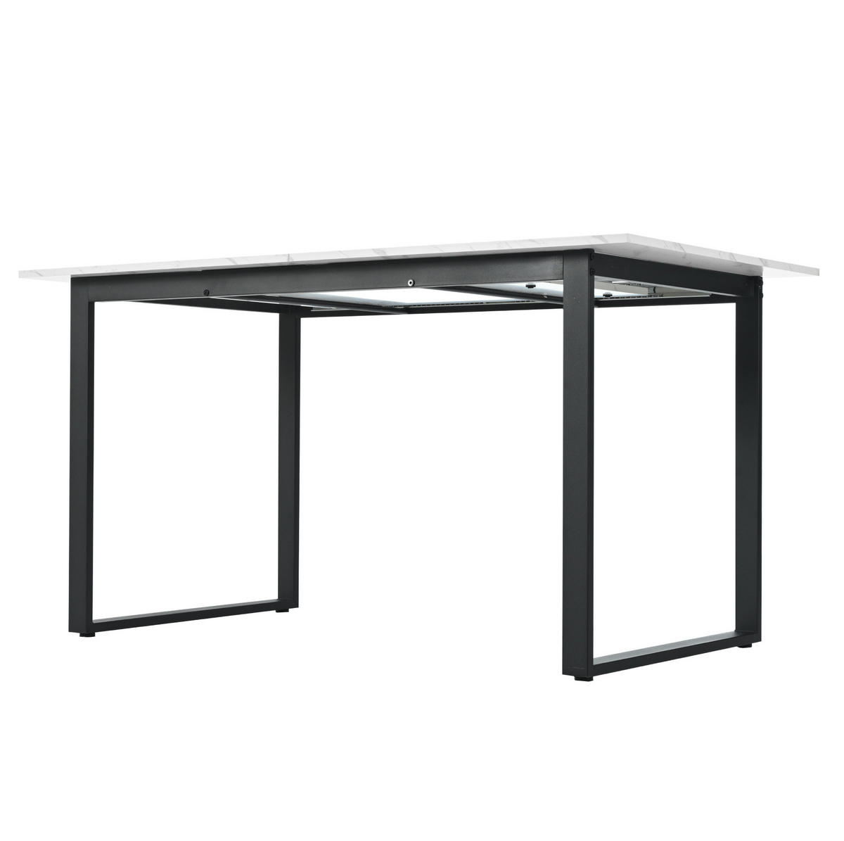 ESSTISCH aus MDF 140/180x80x75 cm Weiß mit Metallgestell, ausziehbar und mit Marmoroptik - Weiß, Holzwerkstoff (180/80/75cm) - Modfu
