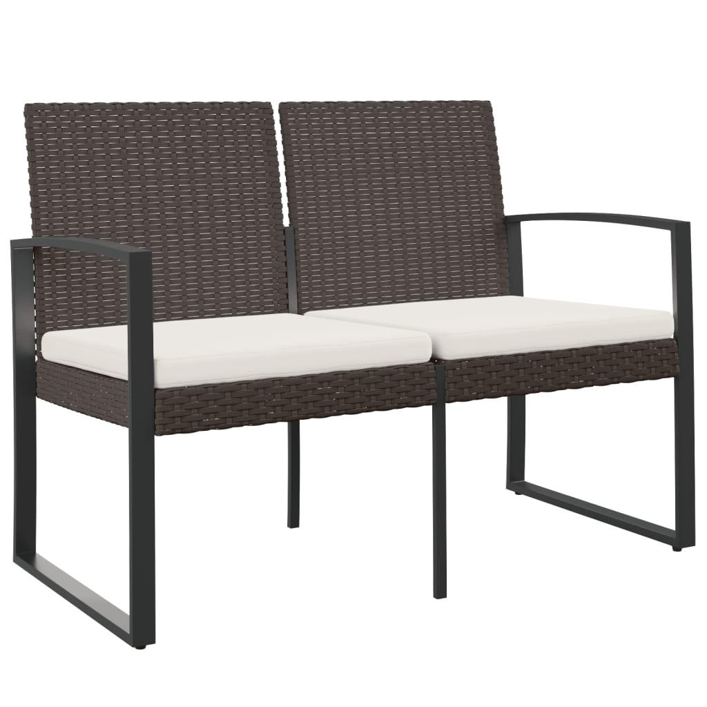 GARTENBANK 2-Sitzer mit Kissen Braun PP-Rattan - Braun, Kunststoff (103.5/77.5/57cm) - furnicato