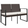 GARTENBANK 2-Sitzer mit Kissen Braun PP-Rattan - Braun, Kunststoff (103.5/77.5/57cm) - furnicato