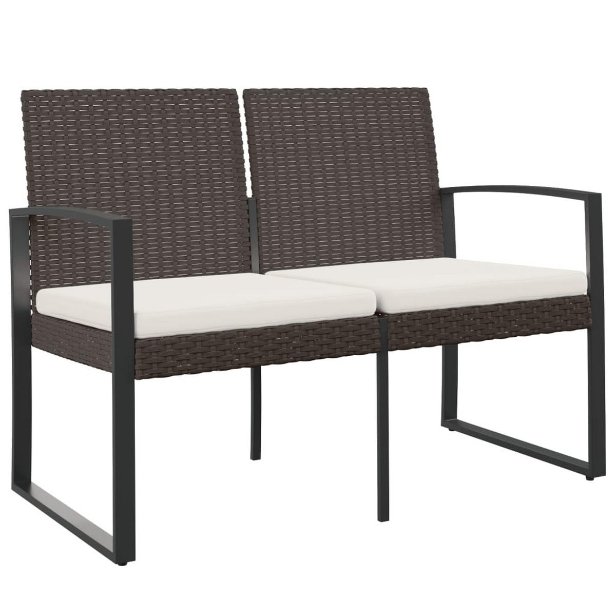 GARTENBANK 2-Sitzer mit Kissen Braun PP-Rattan - Braun, Kunststoff (103.5/77.5/57cm) - furnicato