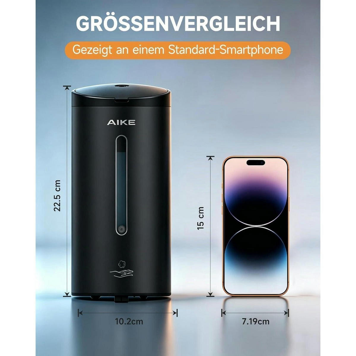 SCHAUMSEIFENSPENDER AIKE FoamCore Edelstahl Matt Schwarz - Schwarz, Metall (10.9/10.8/22.1cm)