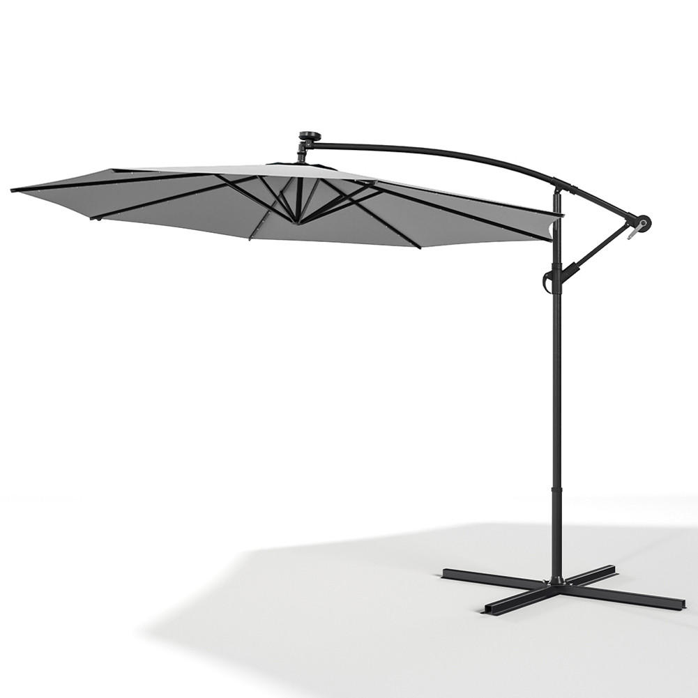 AMPELSCHIRM mit den Kreuzständer aus Polyester Metall in Dunkelgrau drehbar 360° neigbar 60° 3 x 2.6m - Dunkelgrau, Metall (300/240cm) - Livingandhome
