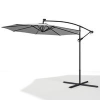 AMPELSCHIRM mit den Kreuzständer aus Polyester Metall in Dunkelgrau drehbar 360° neigbar 60° 3 x 2.6m - Dunkelgrau, Metall (300/240cm) - Livingandhome