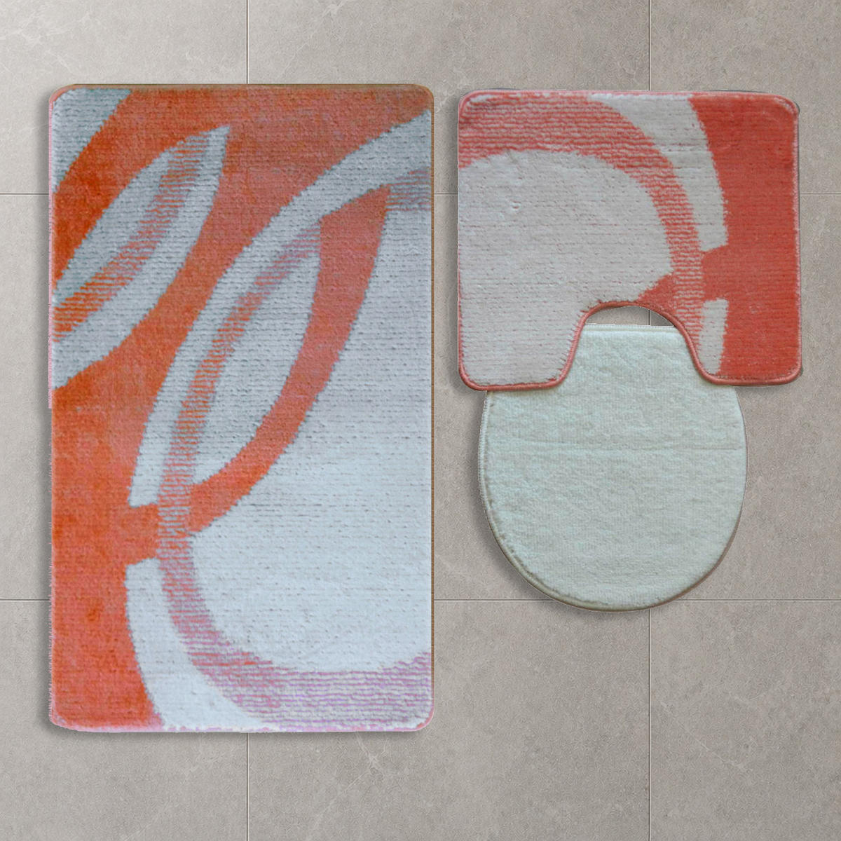 BADEMATTE Set 3 tlg SALMON - Orange, Textil (60/100cm) - ROLFNERS