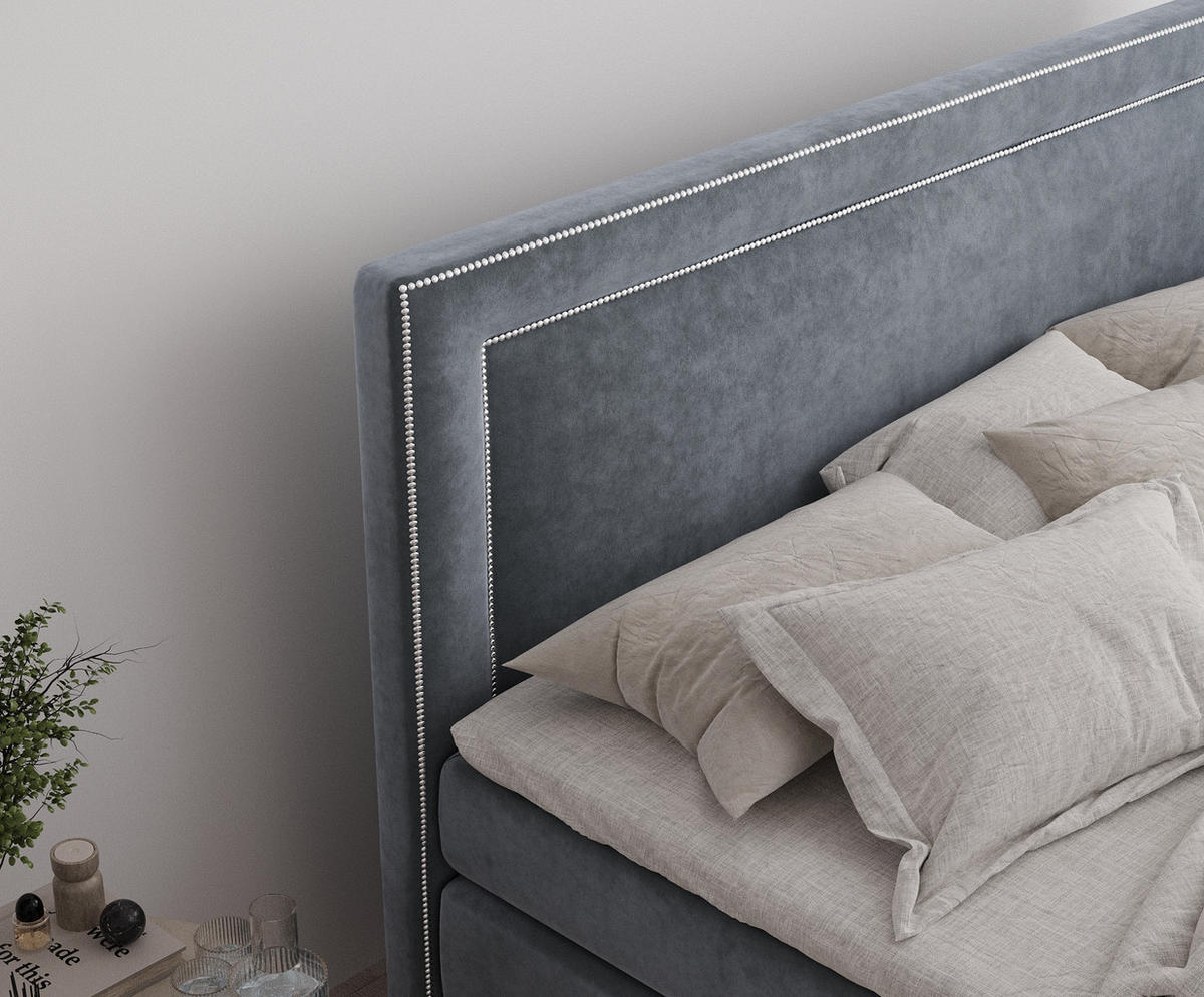 BOXSPRINGBETT Luxora Grau 140/200 cm - Schwarz/Grau, Holz/Holzwerkstoff (140/200cm) - Maison de Reve