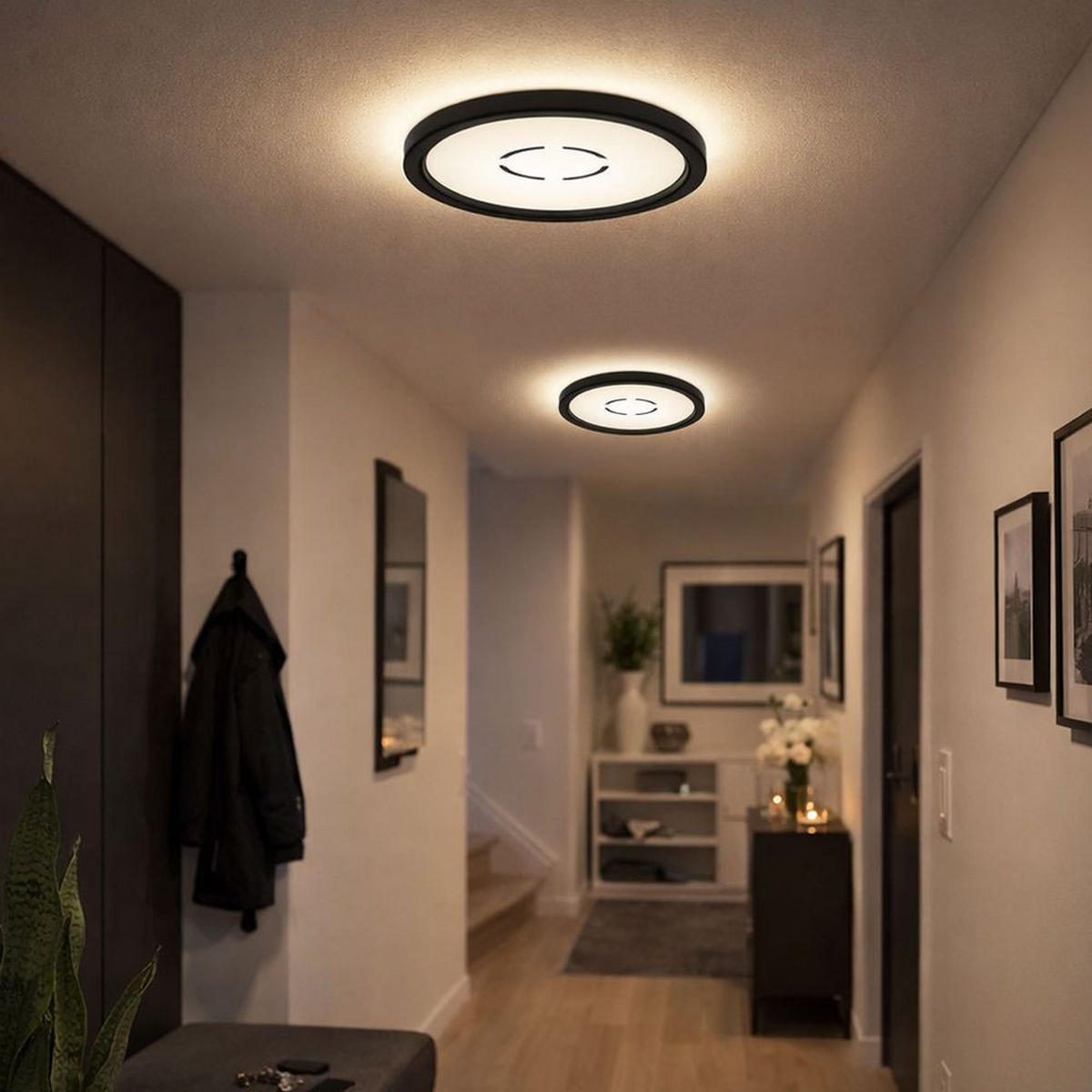 LED DECKENLEUCHTE Backlight Schwarz - Schwarz, Kunststoff (19/19/2.8cm) - Briloner