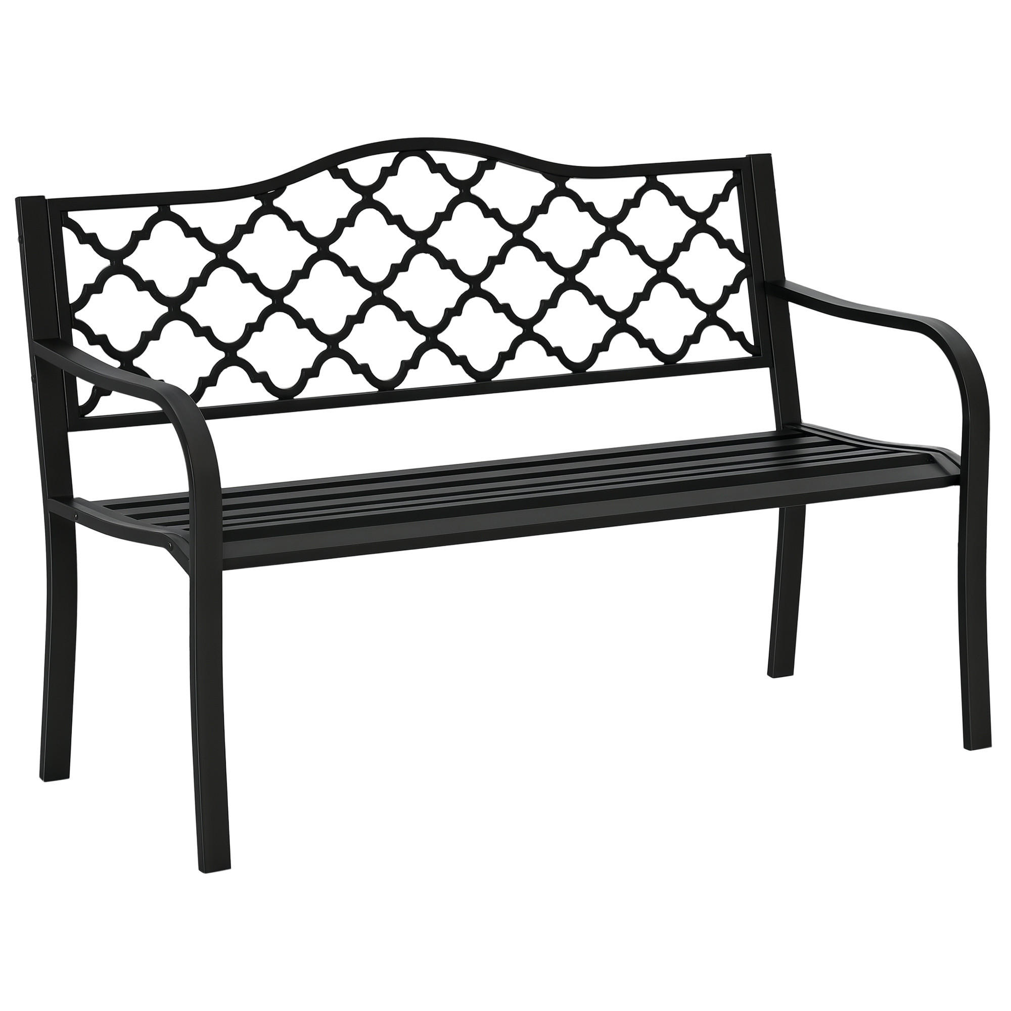 GARTENBANK DE-17773 2-Sitzer im antiken Gusseisen-Stil Schwarz - Schwarz, Metall (128/89/58.5cm) - ComfortXL