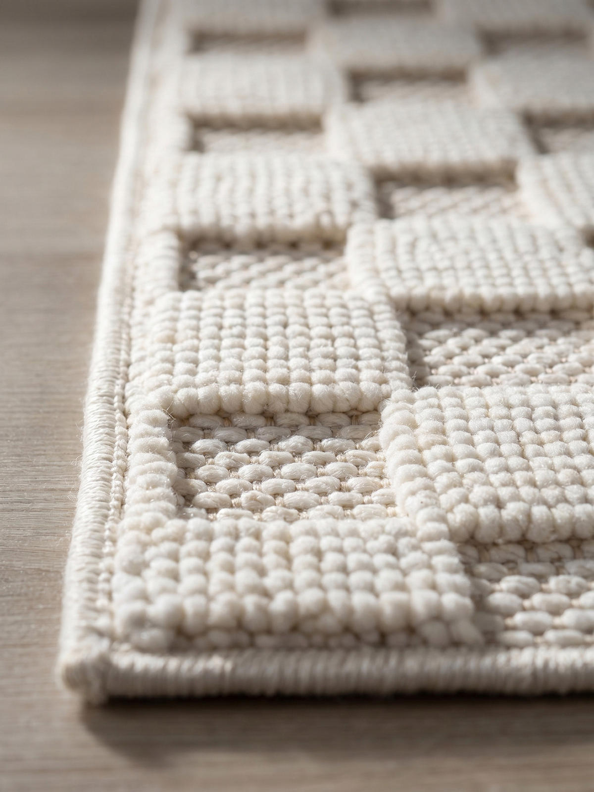 TEPPICH Flachgewebe LANGAU in Creme, mit Schachbrettmuster, 240 x 340 cm - Creme, Textil (240/340cm) - KADIMA DESIGN