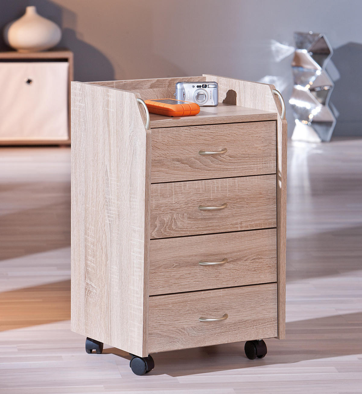ROLLCONTAINER Eiche Dekor - Eiche Wotan, Holzwerkstoff (40/65/36cm) - ebuy24