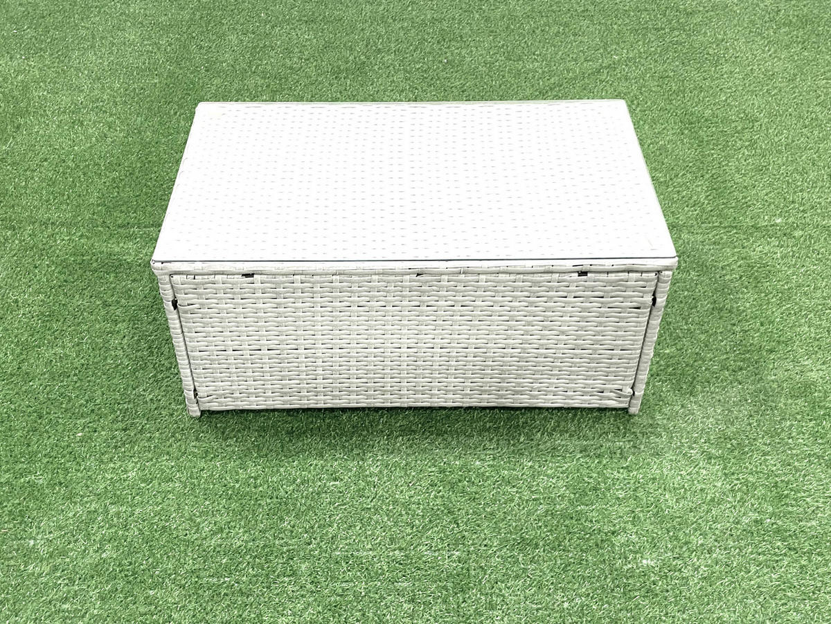 GARTENMÖBELSET mit 3-SITZER SOFA,COUCHTISCH Polyrattan Hellgrau-Mix 6-Sitzer - Hellgrau/Grau, Glas/Kunststoff - Fimous