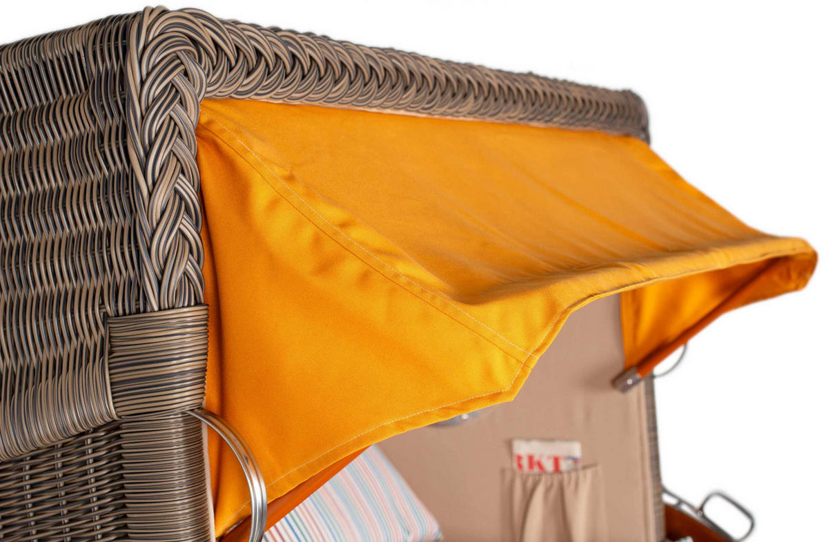 STRANDKORB 2-Sitzer Düne Mahagoni - Gelb/Braun, Holz/Metall (125/170/80cm) - Mr. Deko