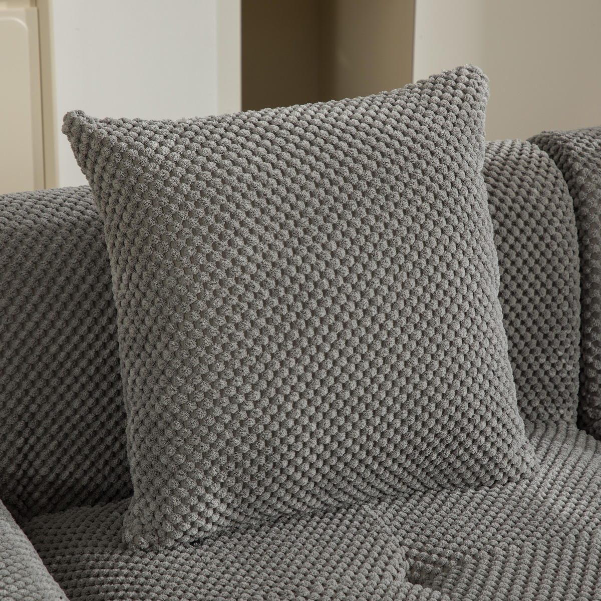 2-SITZER SOFA Chenille Grau mit Kissen - Grau, Textil (190/75/89cm) - WISHDOR