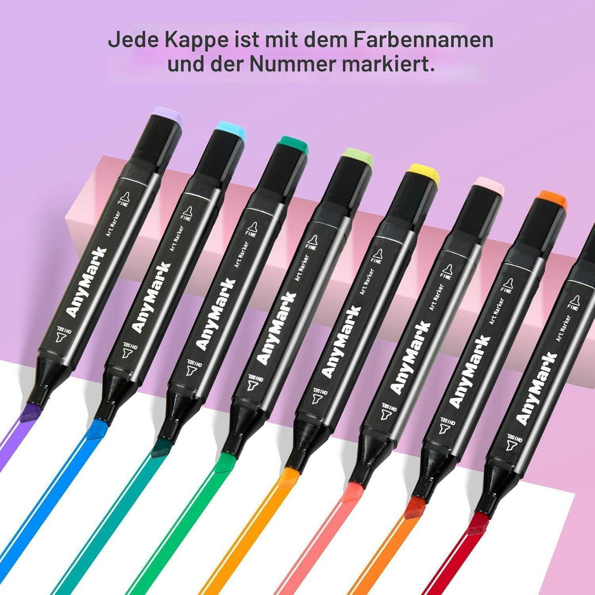 MARKER Set 48 Farben Doppelspitze mit Meißel- und Feinspitze - Multicolor, Kunststoff (11/16/15cm)