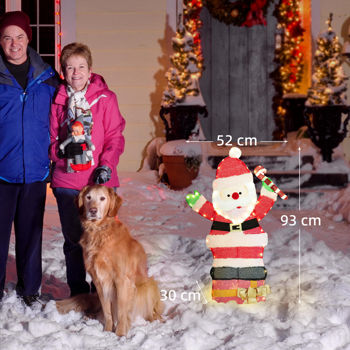 97ER LED Weihnachtsdeko, Weihnachten Weihnachtsmann Weihnachtsbeleuchtung - Multicolor, Textil (30/93/52cm) - Outsunny