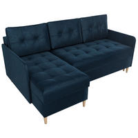 ECKSOFA Fado mit Schlaffunktion Blau Samtstoff - Blau, Textil (210/141cm) - Bromarkt