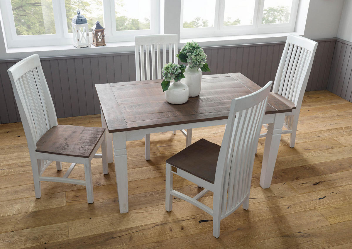 ESSTISCH Mango verlängerbar 140-220x90x76 weiß lackiert TOULOUSE #114 - Weiß, Holz (140/90/76cm) - Massivmoebel24