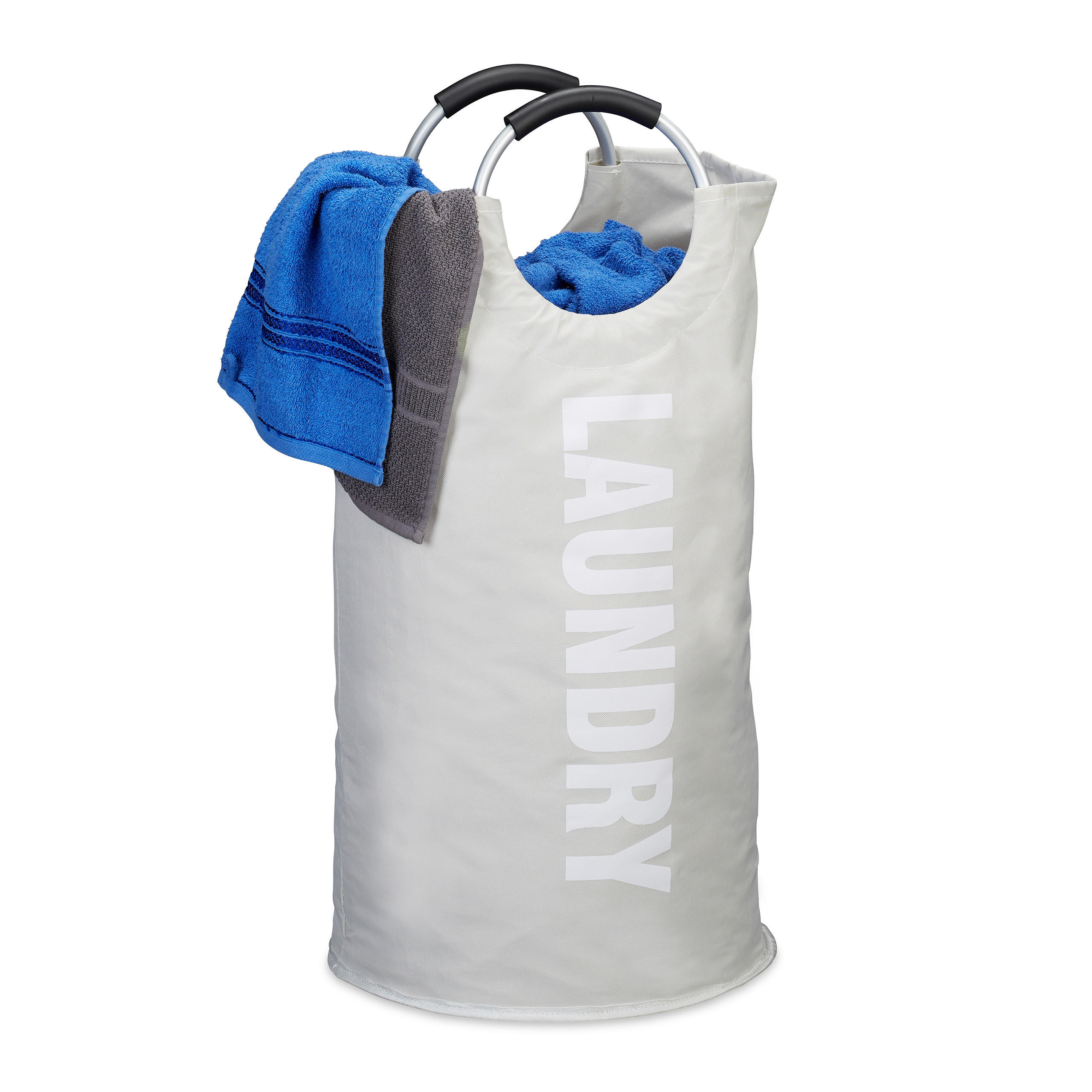 WÄSCHEKORB - Weiß, Textil/Metall (38/70/38cm) - Relaxdays