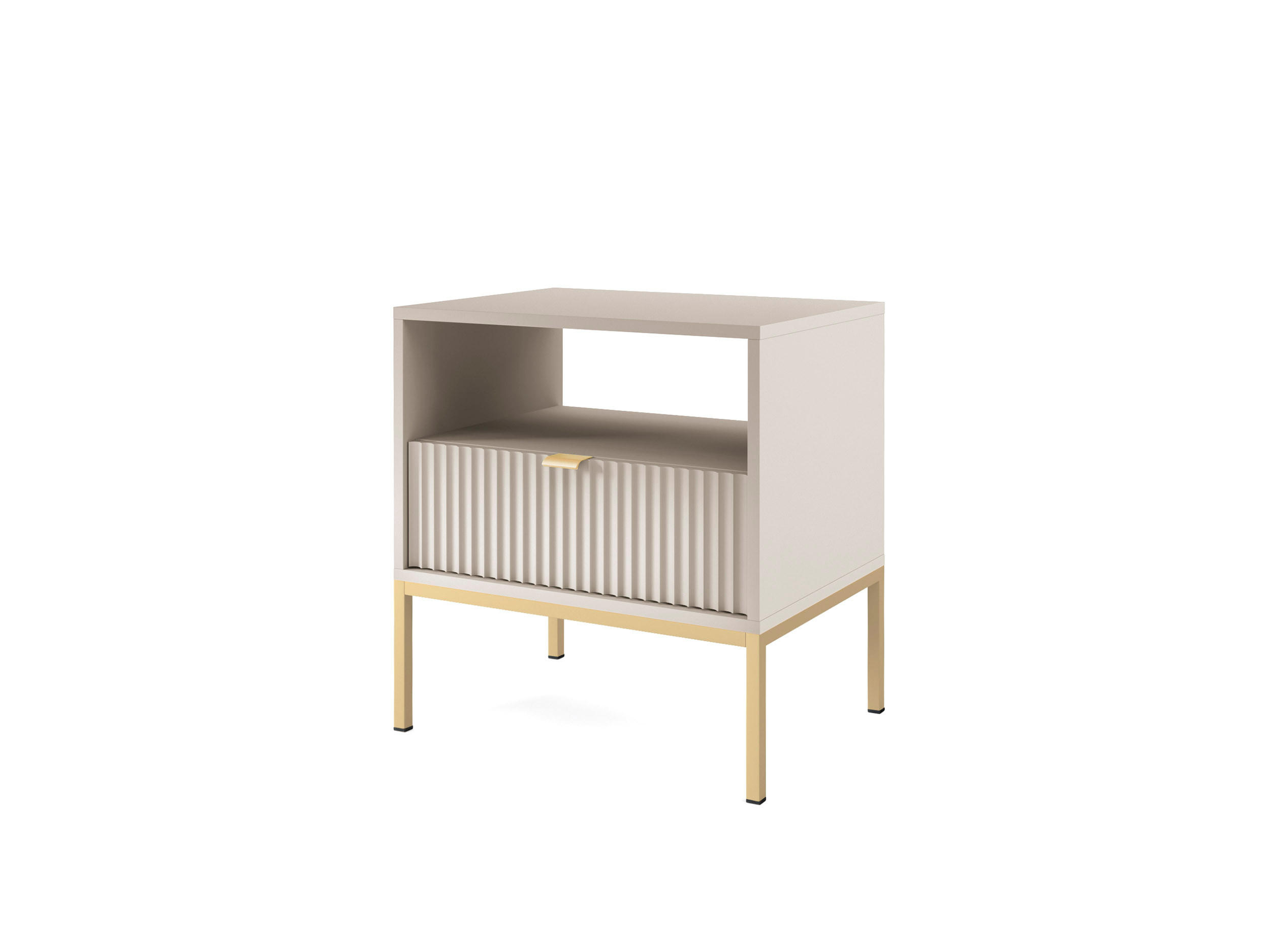 NACHTTISCH: Kaschmir, Gold, 54x 56 x 39 cm, goldene Griffe - Beige/Goldfarben, Holzwerkstoff/Metall (54/56/39cm) - 3XE LIVING