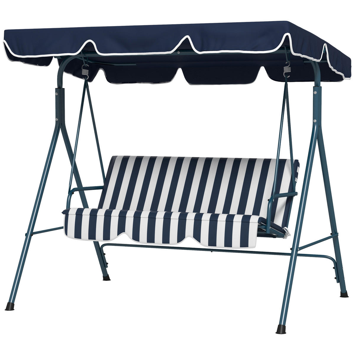 GARTENSCHAUKEL Blau Schwarz 3-Sitzer - Blau, Metall (172/153/110cm) - PANGIVO