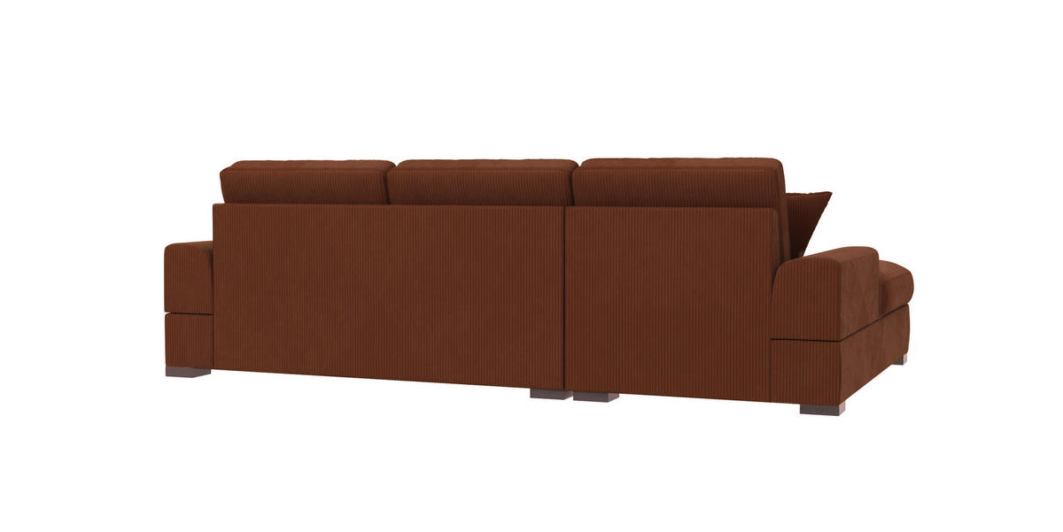ECKSOFA Saga Terrakotta Cord - Terracotta/Schwarz, Holz/Buchenholz (306/184cm) - S-Style Möbel