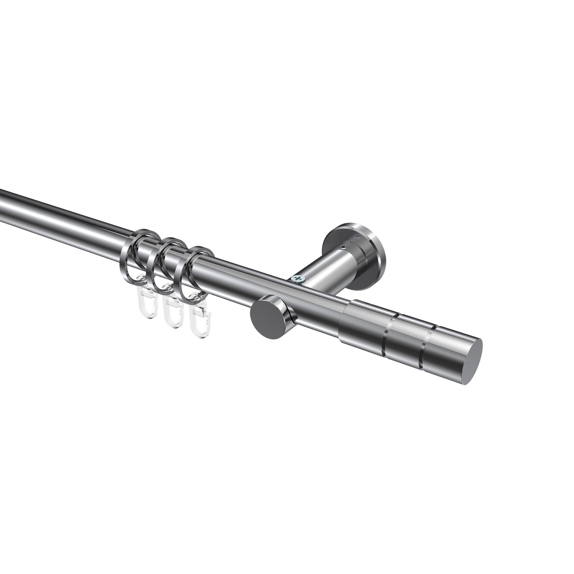 GARDINENSTANGEN-SET Platon Elanto 280 cm (geteilt in 2 x 140 cm), 1-läufig, 20 mm Ø Chrom - Chromfarben, Metall (280cm) - INTERDECO