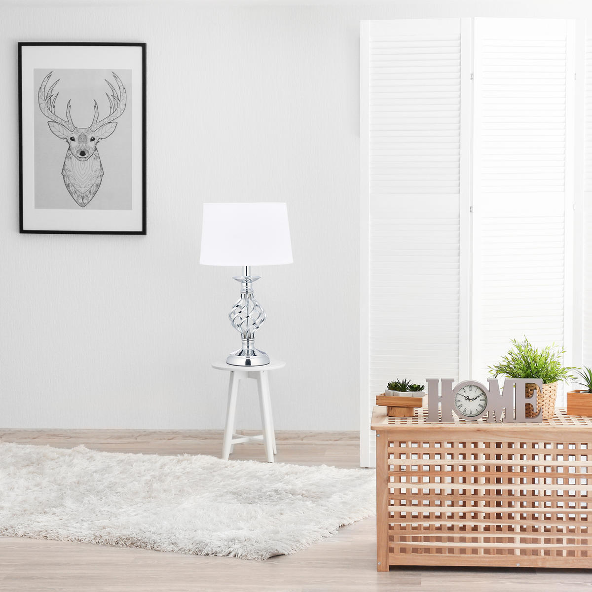 TISCHLAMPE - Silberfarben, Kunststoff/Textil (25/25/43.5cm) - Relaxdays