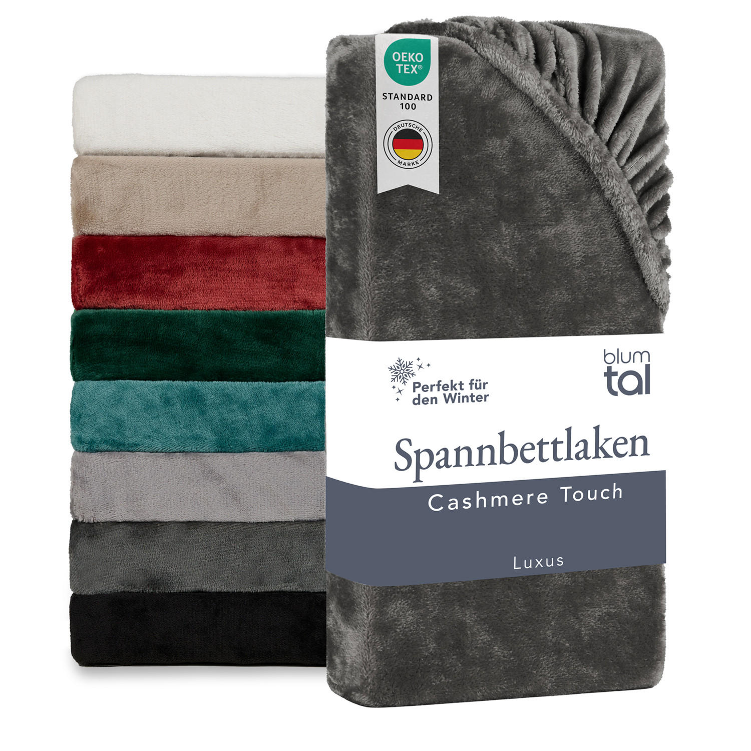 SPANNBETTLAKEN Cashmere Touch 140x200 cm Plüsch Anthrazit - Dunkelgrau, Textil (200/140cm) - Blumtal