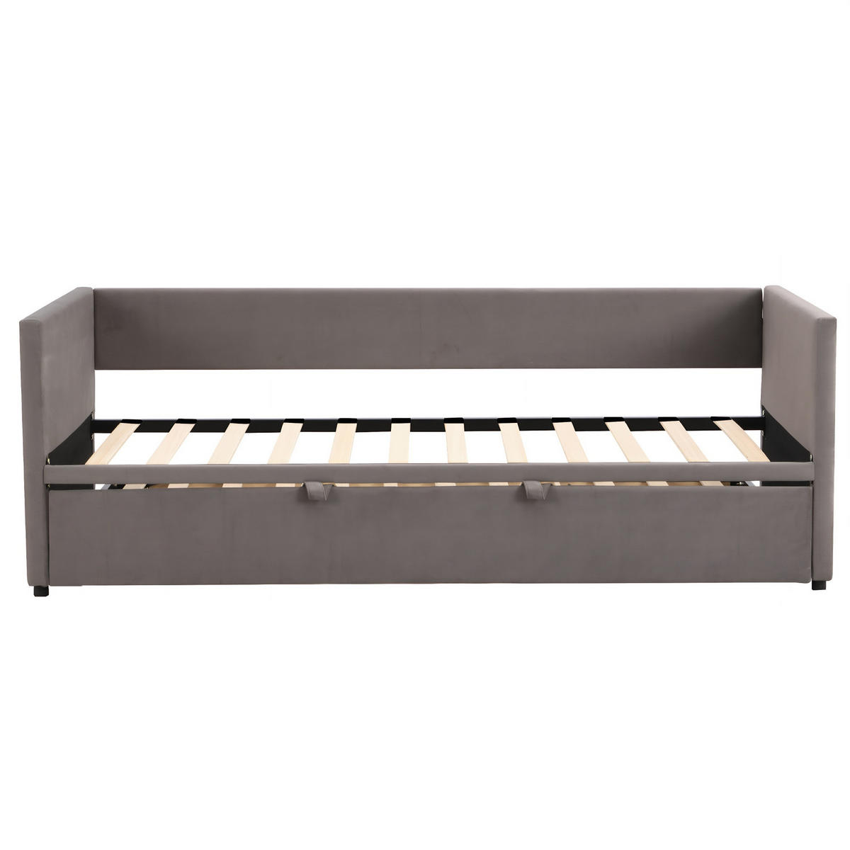 SCHLAFSOFA Samt grau ausziehbar mit Gästebett Funktion 3-fach umwandelbar Tagesbett mit Rollen - Grau, Metall (183/74/213cm) - Joyfair
