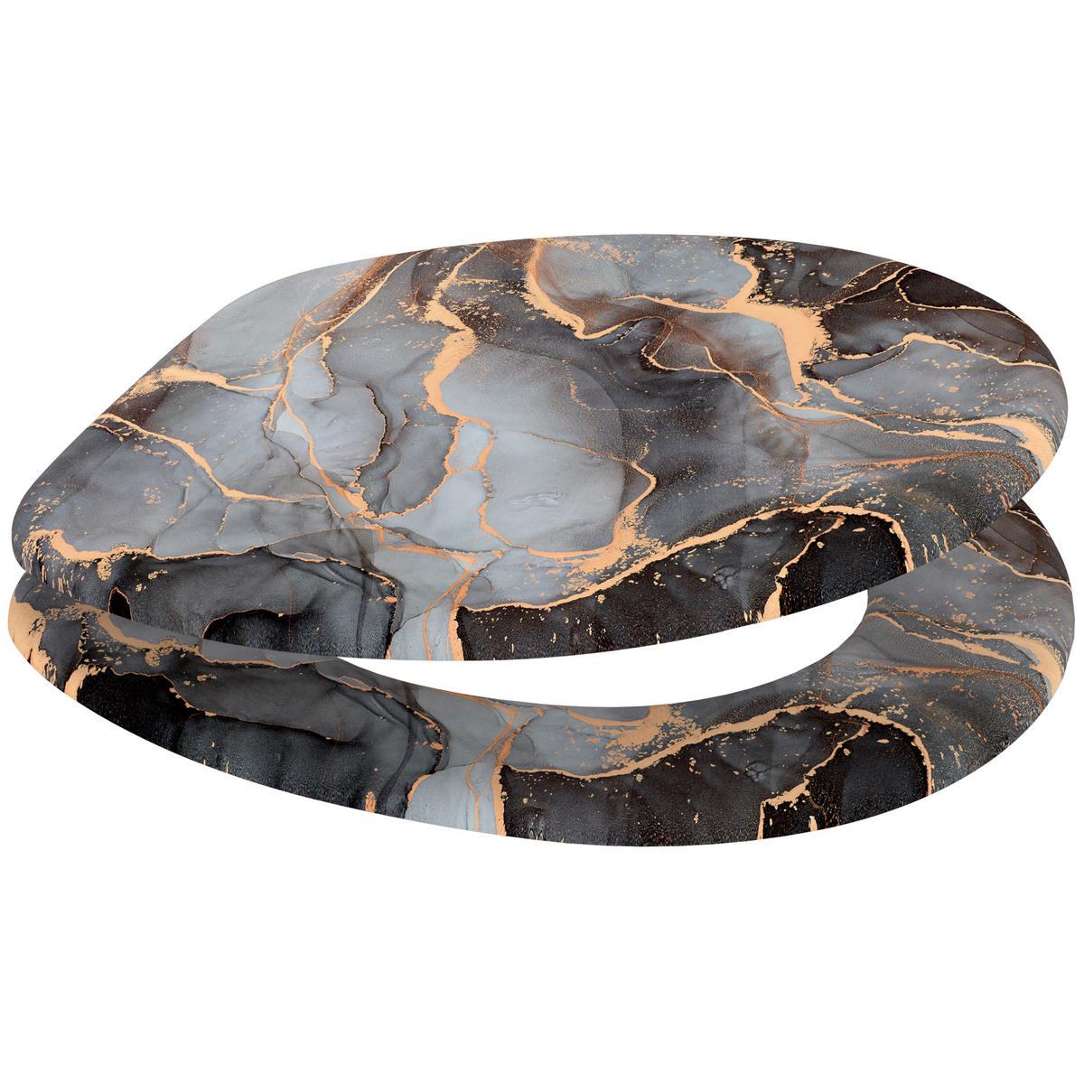 WC-SITZ Marmor Abstrakt - Braun, Holzwerkstoff (38/6/47cm) - Sanilo