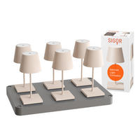 LED Akku-Tischlampe, Nuindie mini 3.0 6er-Set mit Ladestation, dünenbeige - Beige, Metall (25/10/25cm) - Sigor
