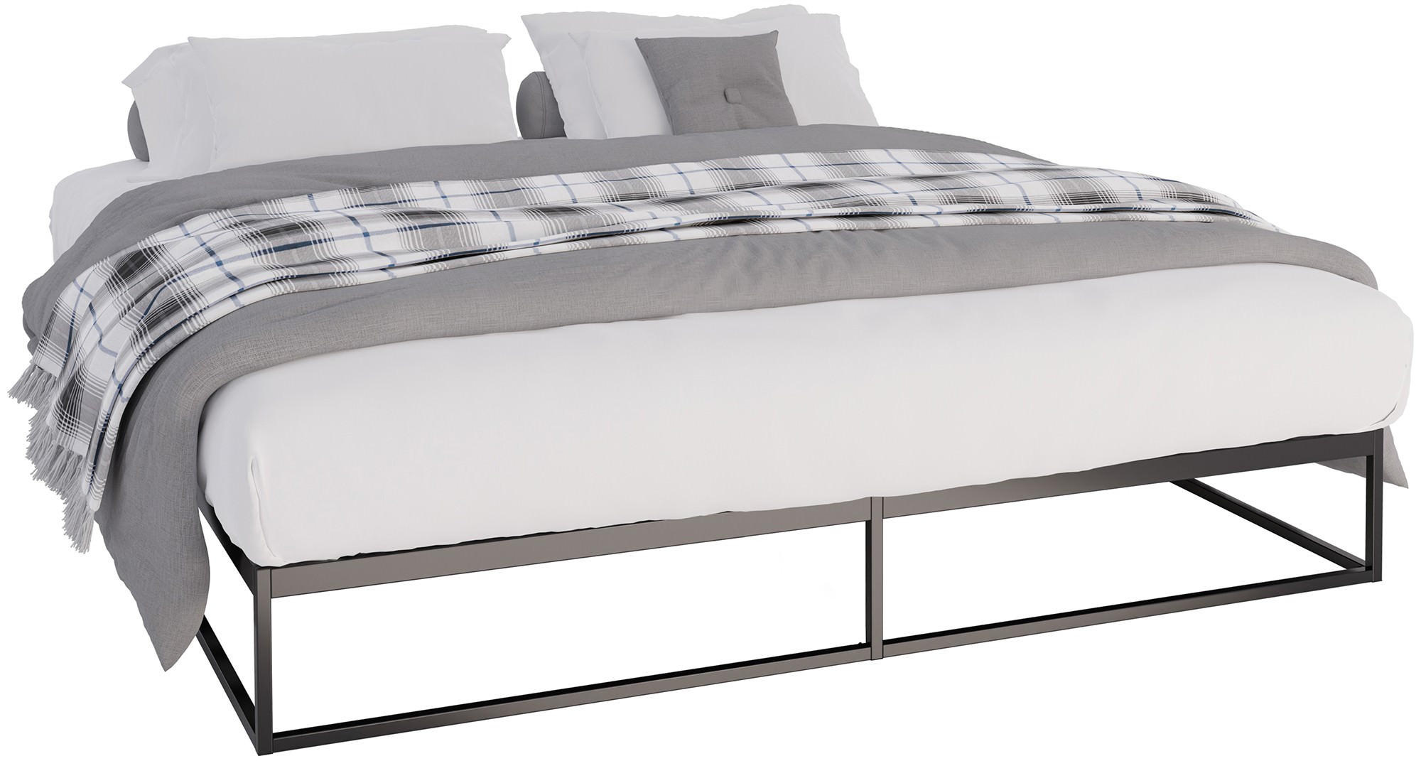 METALLBETT 185.5/205.5/25.5 cm Metall Schwarz - Schwarz, Metall (185.5/205.5cm) - CLP