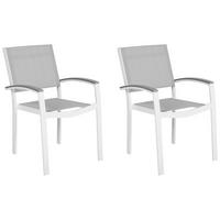 GARTENSTUHL 2er-Set Metall hellgrau Pereta - Hellgrau, Metall (46/86/50cm) - Beliani