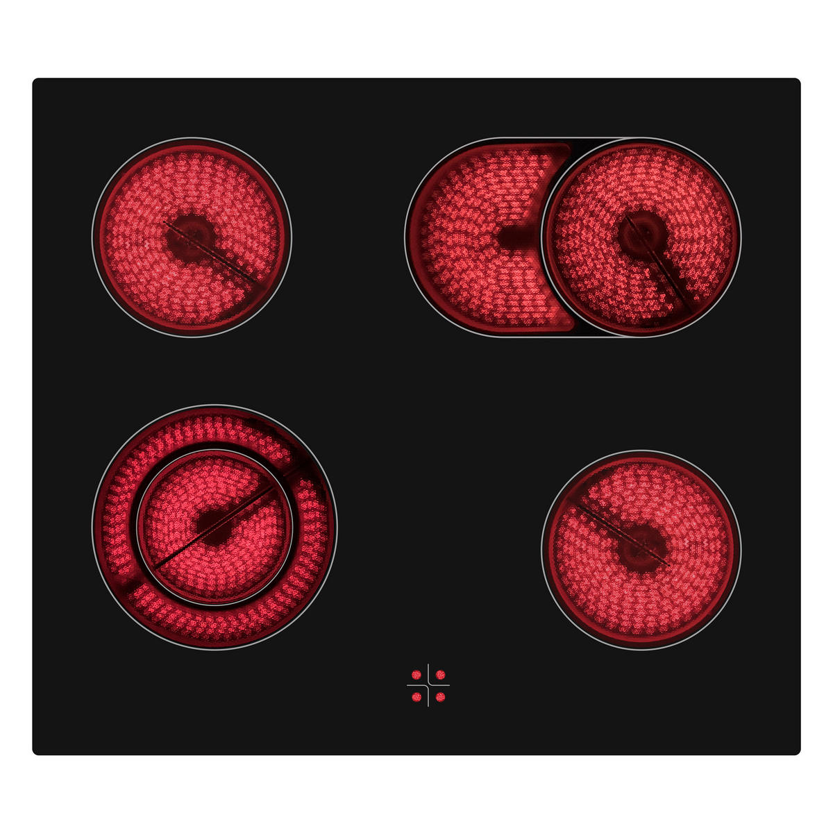 HERDSET, Backofen mit Grill und Umluft, Rahmenloses Glaskeramik-Kochfeld mit 4 Zonen, Hot Air Shield, 65 Liter, 60 cm, Edelstahl - Schwarz, Keramik/Metall (59.5/59.5/57cm) - Telefunken