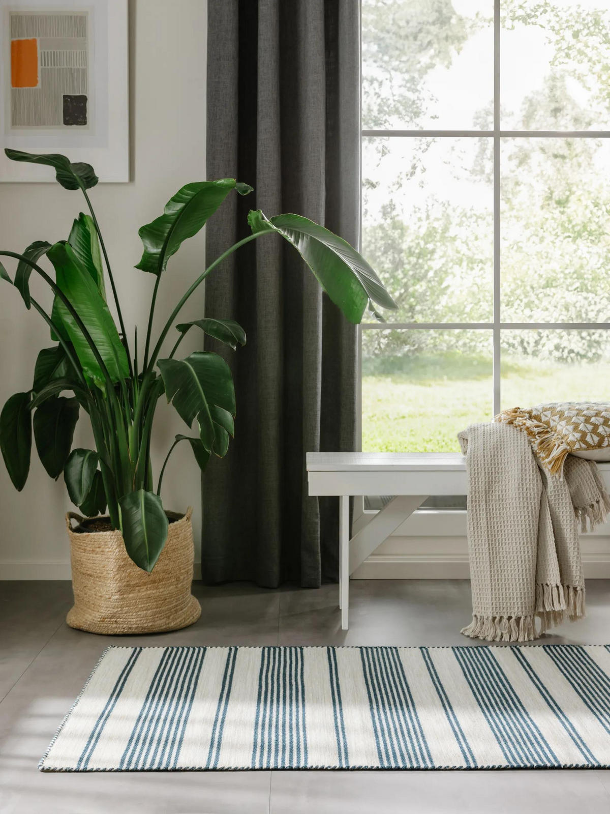 OUTDOORLÄUFER Rida Beige/Blau 80/250 cm - Blau/Beige, Kunststoff/Textil (80/250cm) - benuta