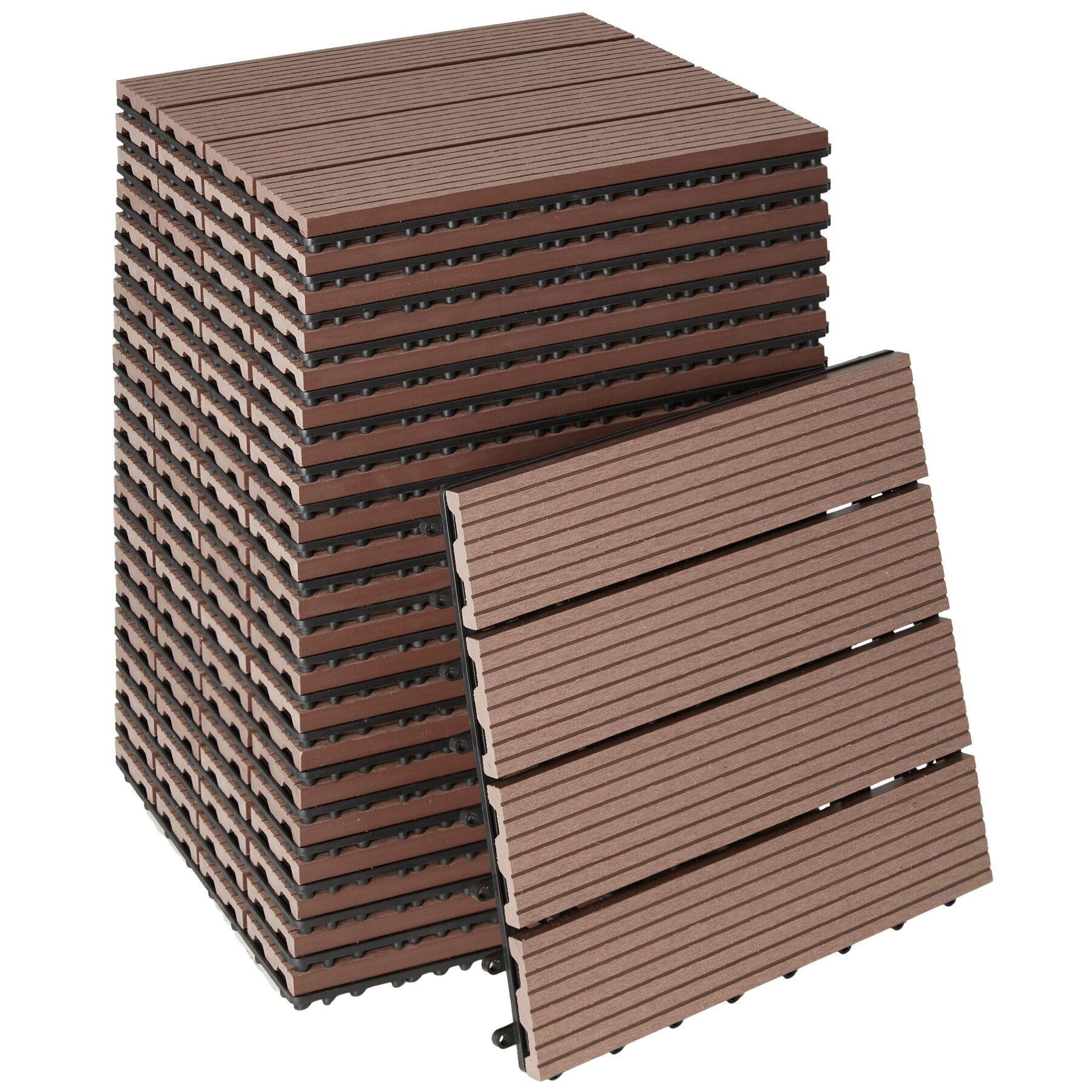 TERRASSENFLIESEN Tegulas,31 x 31 x 2,2 cm,braun - Braun, Kunststoff (31/31/2.2cm) - tectake