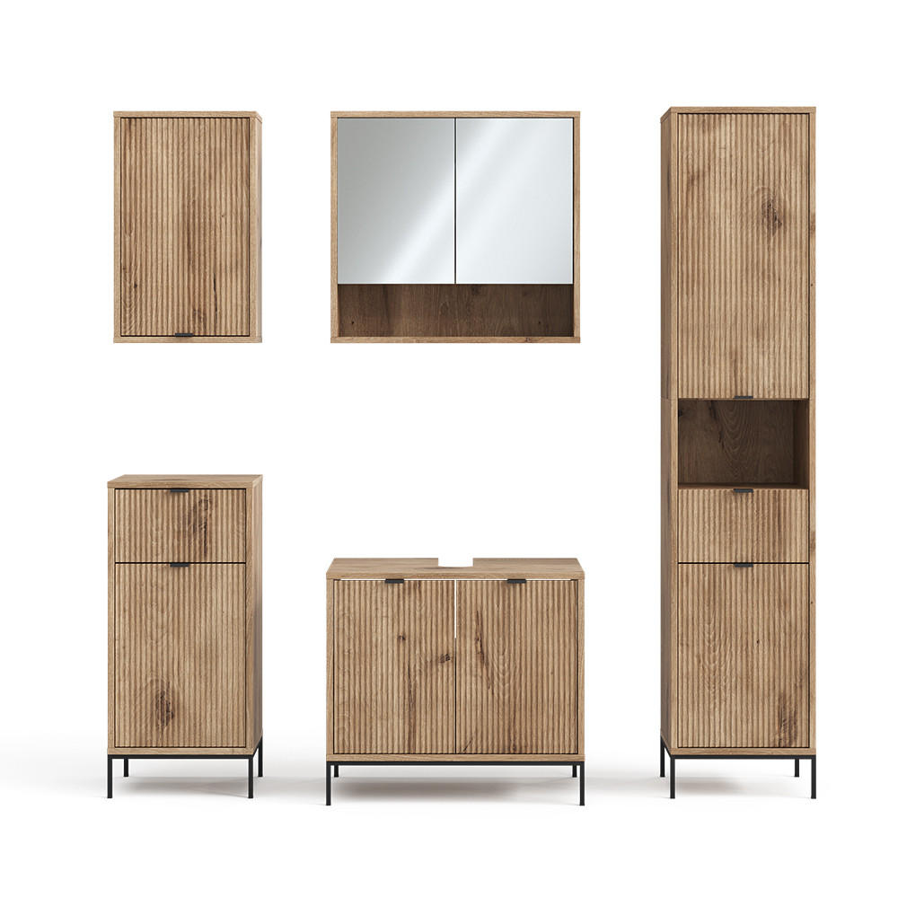 BADMÖBEL-SET Eliza Viking Oak 5 Teile - Eichefarben, Holzwerkstoff (70/63/45cm) - Vicco