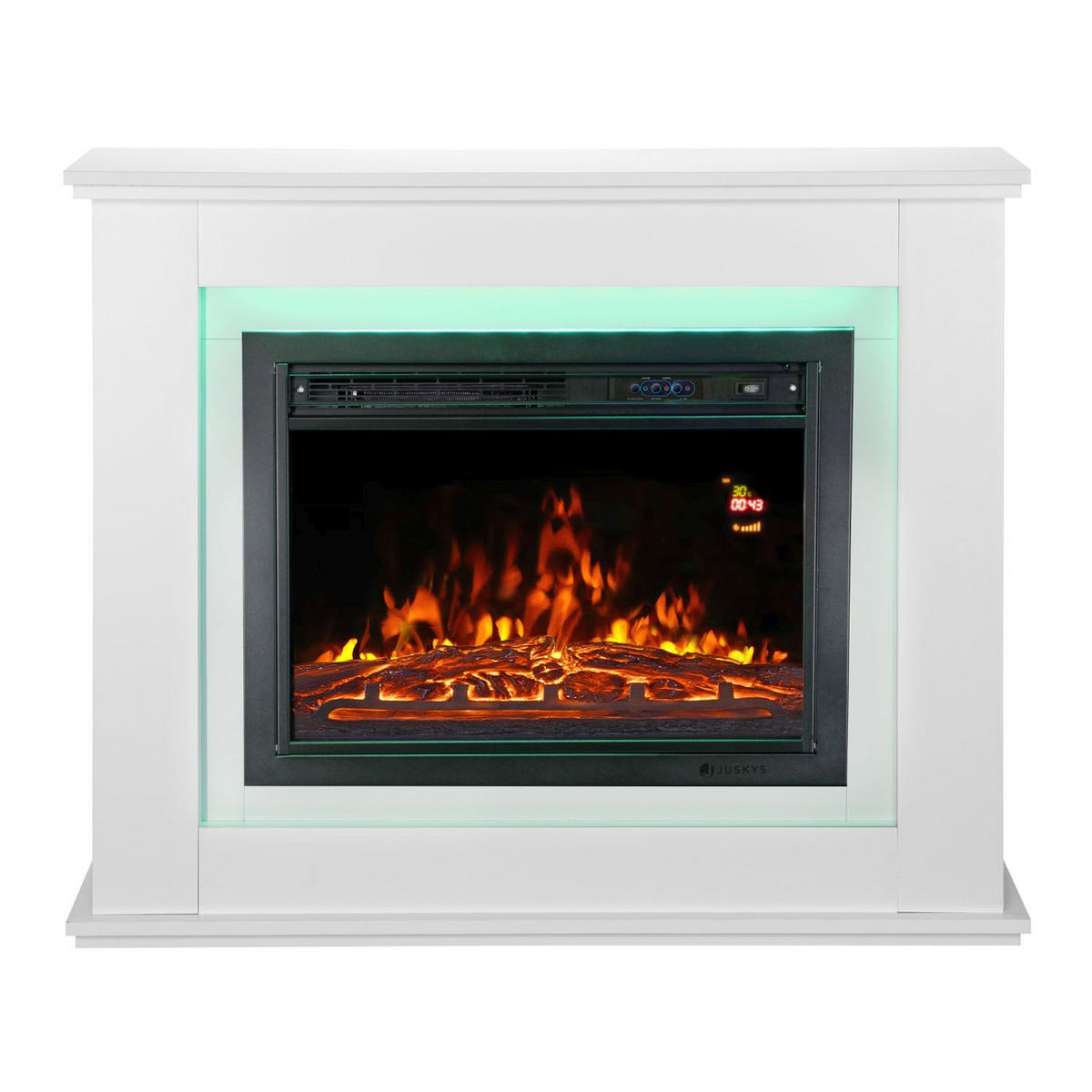 ELEKTROKAMIN 2000W rechteckig weiß mit Flammeneffekt - Weiß, Holz (100/82/28cm) - Juskys