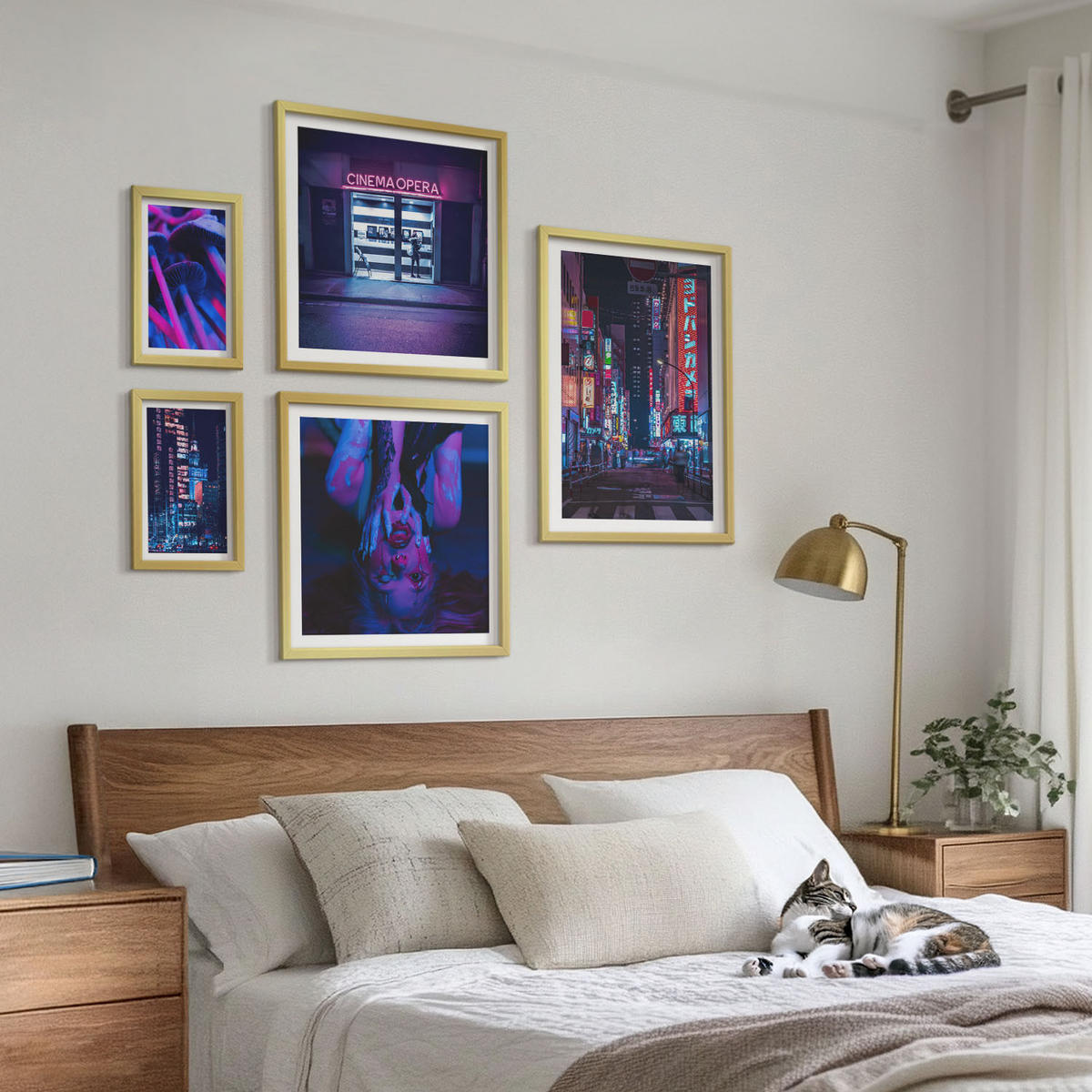 BILDER SET 5er Set - 50x50 cm & 20x30 cm & 40x60 cm Goldrahmen - Kosmische Sternenlandschaften - Goldfarben, Kunststoff (40/60cm) - TULUP