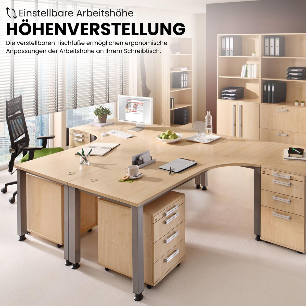 SCHREIBTISCH Serie-Q Gestell: Silber 80/160/74 cm in Nussbaumfarben - Nussbaumfarben, Holzwerkstoff (80/160/74cm) - bümö