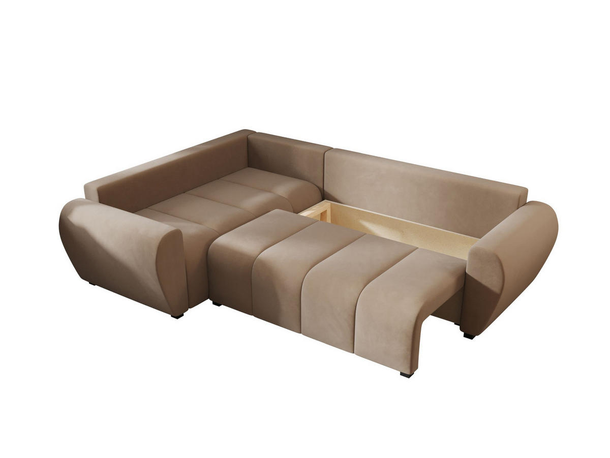 ECKSOFA MOLISA L PLUS Itaka 48 Rechts mit Schlaffunktion - Braun, Textil (235/175cm) - Bedante