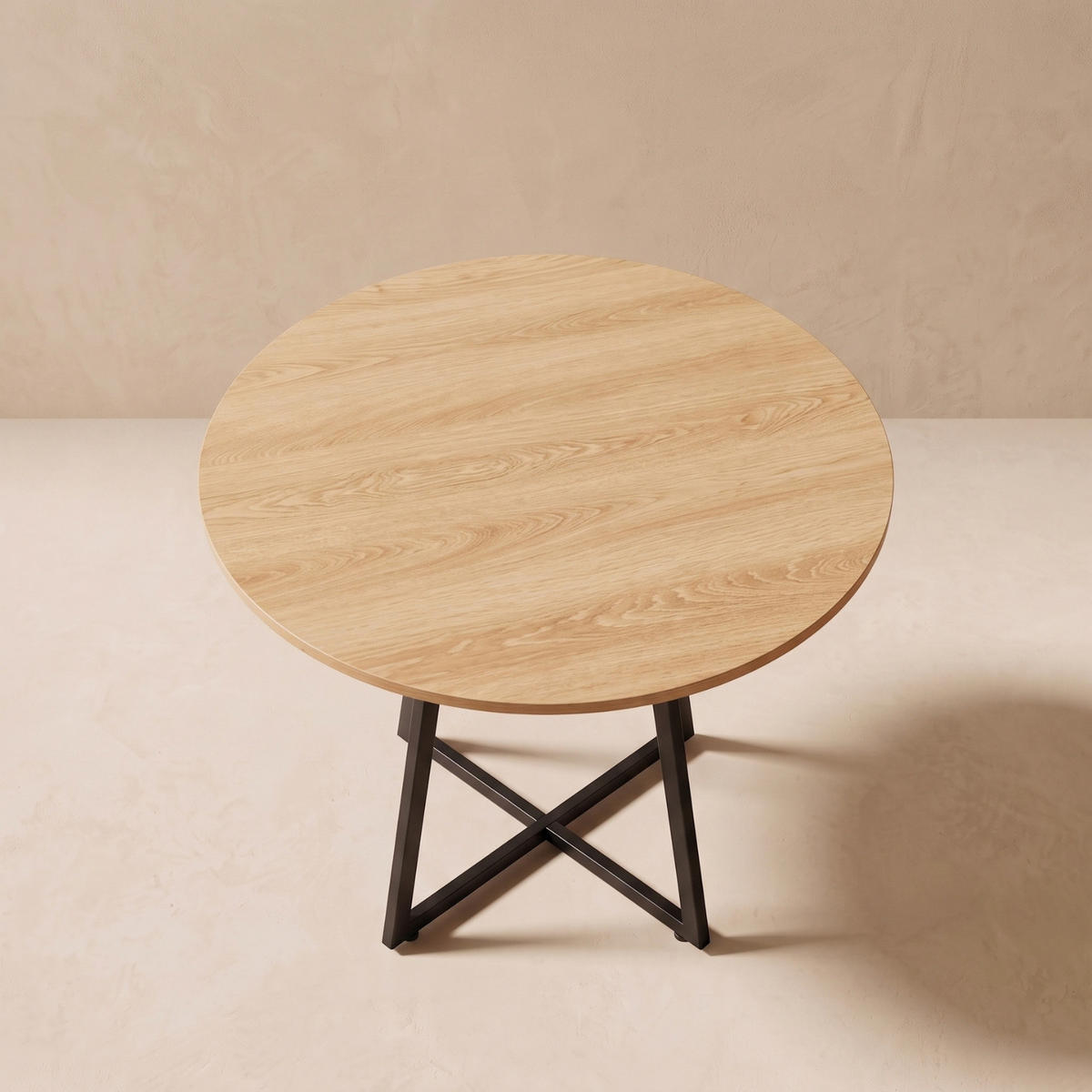 TISCH mit Kreuzfuß rund Braun 80/80/72 cm - Hellbraun, Metall (80/80/72cm) - SCENA LIVING