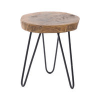 BEISTELLTISCH BAUMSCHEIBE Tamarindenholz, rund, Metallfüße natur-schwarz - Naturfarben, Metall (38/34/38cm) - DESIGN DELIGHTS
