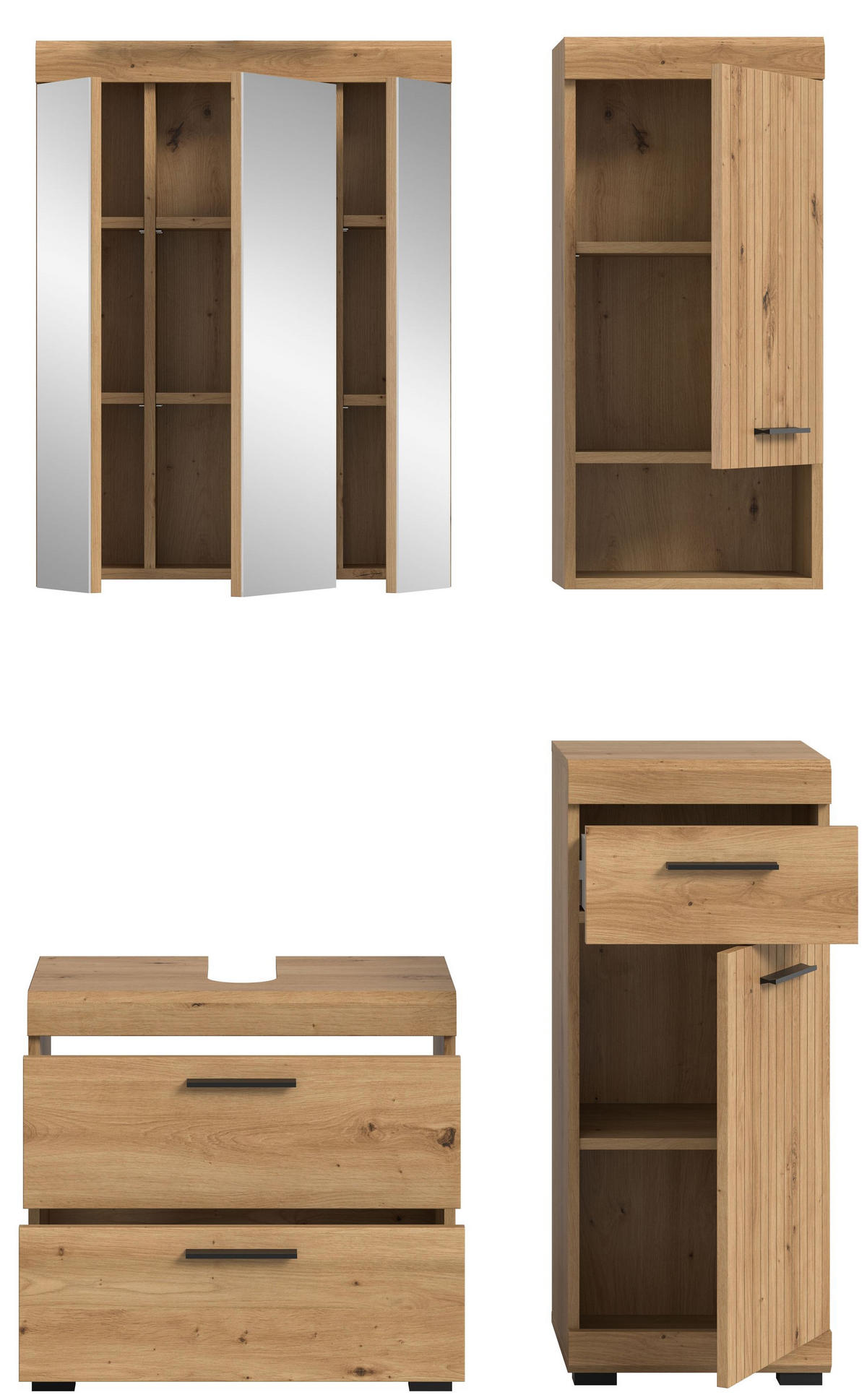 BADEZIMMER Vento 4-tlg. (B/H/T: ca. 112/191/34 cm) in Artisan Eiche /Artisan Eiche - Eiche Artisan, Holz (112/191/34cm)
