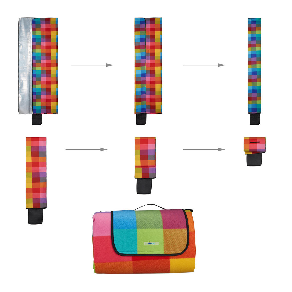 PIKNIKOVÁ deka - různobarevná, kov/textil (200/300cm) - Relaxdays