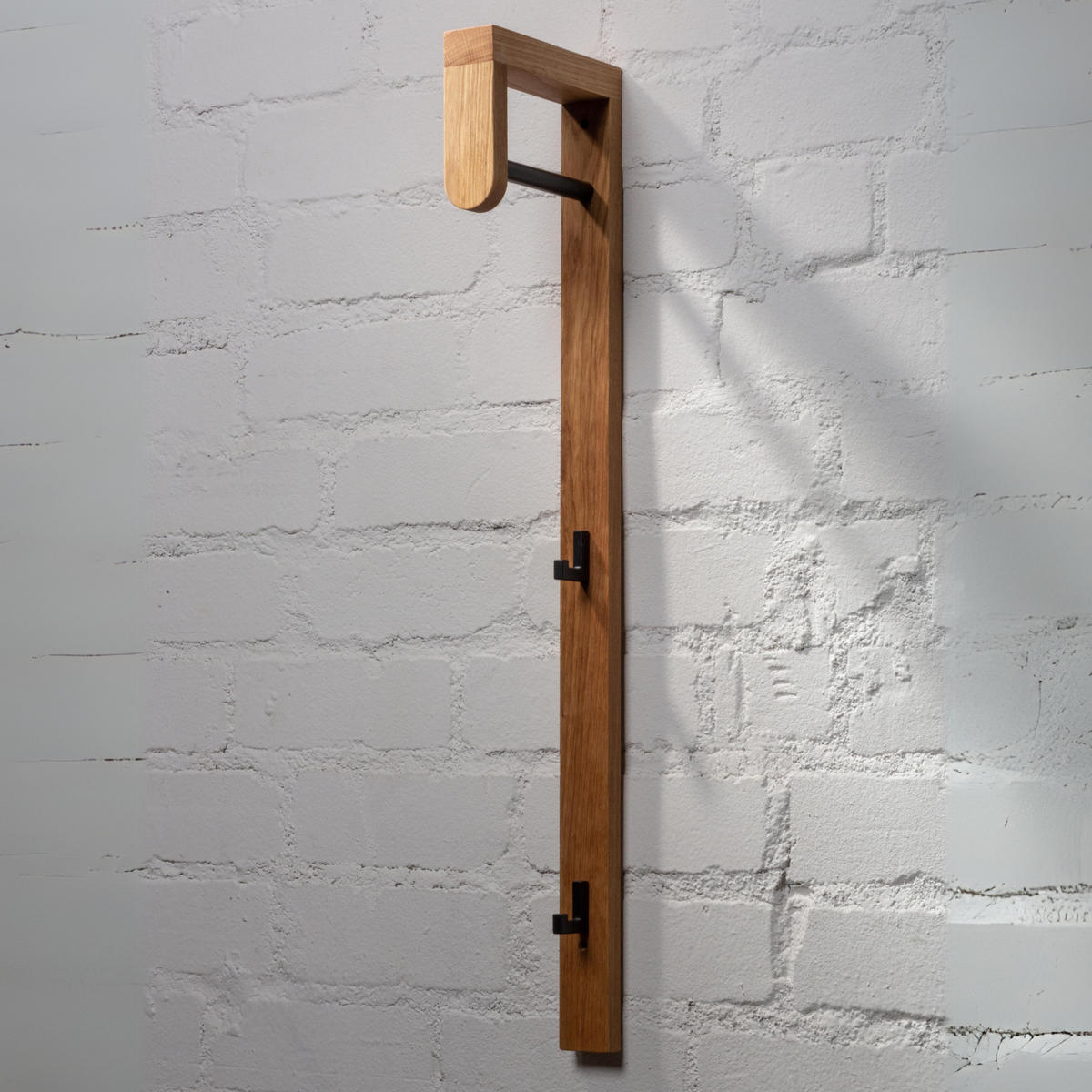 WANDGARDEROBE Woody, schwarze Eiche und schwarzes Metall, 20/5/85 cm - Beige, Holz (5/85/20cm) - WOODEK