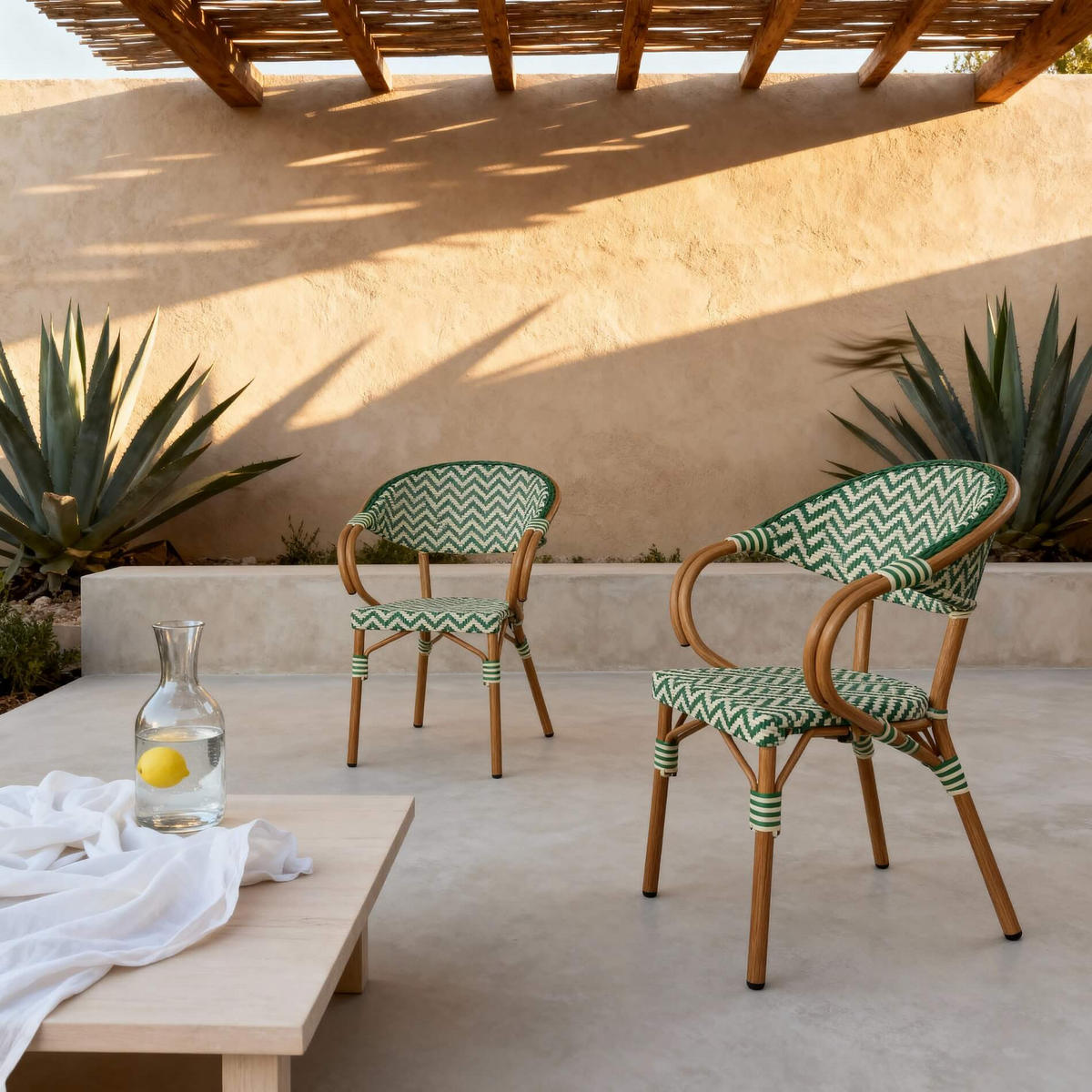 GARTENSTÜHLE Grün Weiß 57/57/84 cm 2er-Set - Grün, Metall (57/84/57cm) - Mobili Rebecca